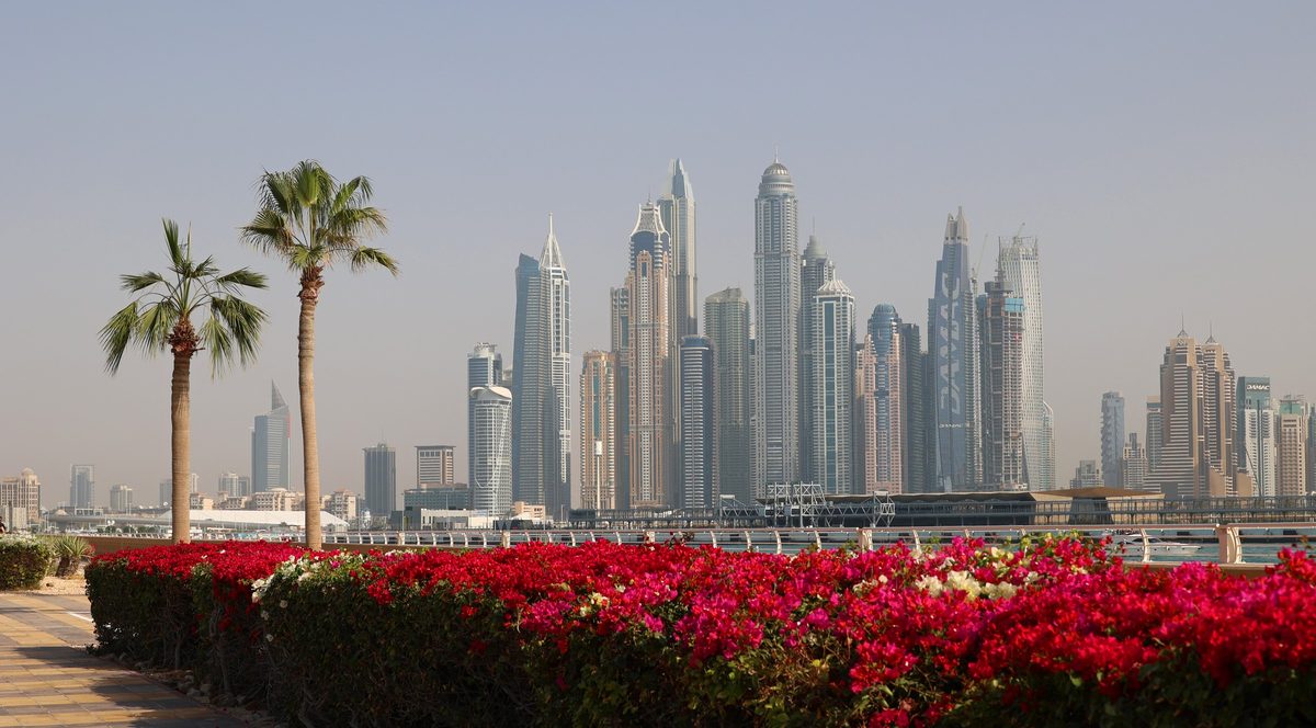 The towers of Dubai Marina from the water